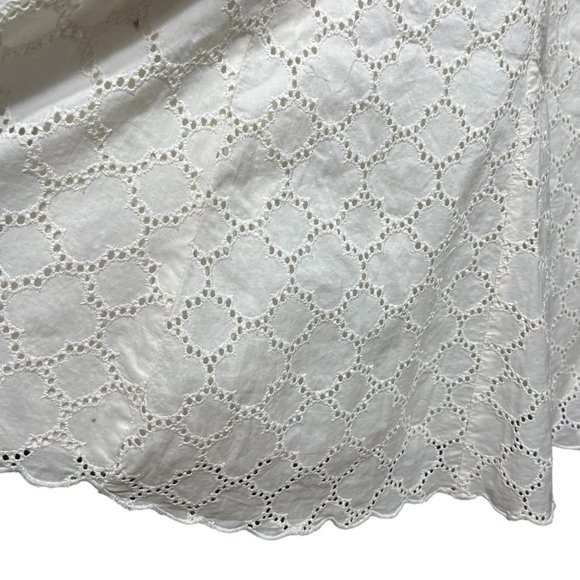 100% Cotton Eyelet Skirt NEW 12 Knee Length Ivory Cream Scalloped Broderie Lace - Picture 13 of 15